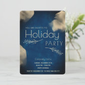 Donkerblauwe aquarel botanische feestelijke partij kaart (Staand voorkant)