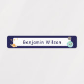 Donkerblauwe Aquarel Ruimte Aangepaste Kindernaam Labels (Design 1)