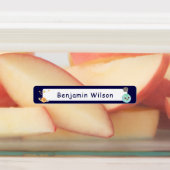 Donkerblauwe Aquarel Ruimte Aangepaste Kindernaam Labels (Aangebracht)