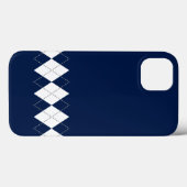 Donkerblauwe argyle Pattern iPhone Case (Achterkant (horizontaal))