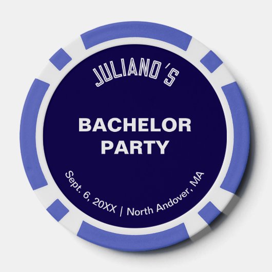 Donkerblauwe Bachelor Party Poker Chips (Achterkant)