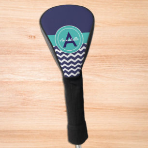 Donkerblauwe Blauwgroen Chevron Golfheadcover