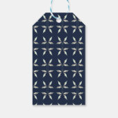 Donkerblauwe bloemige bruiloftsshower bedankjes cadeaulabel (Achterkant)