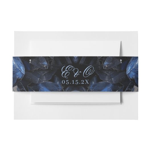 Donkerblauwe Boho Heks Kristallen Zwarte Bruiloft Uitnodigingen Wikkel (Voorkant Voorbeeld)