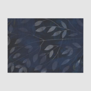 Donkerblauwe botanische bladeren moderne chic trou tissuepapier