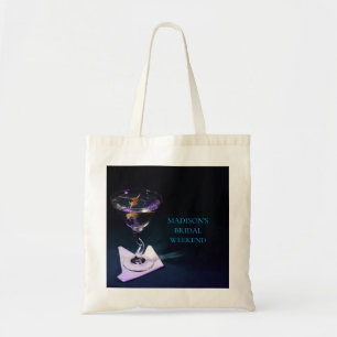 Donkerblauwe Bruidsfeest Trouwweekend Martini Tote Bag