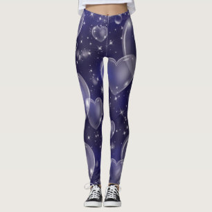 Donkerblauwe bubbelhartjes Schattig meisjesachtig  Leggings
