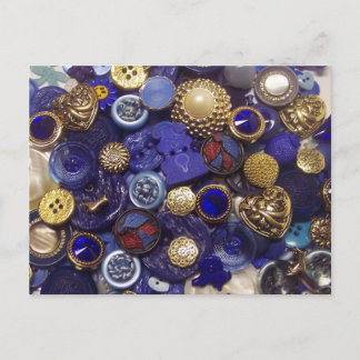 Donkerblauwe Button collage Briefkaart