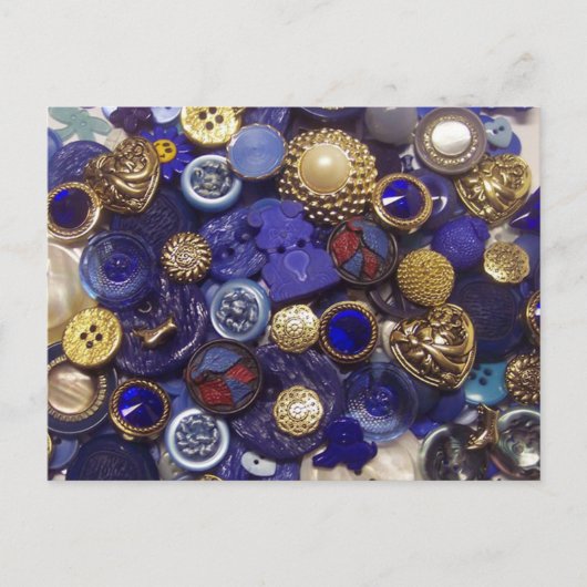Donkerblauwe Button collage Briefkaart (Voorkant)