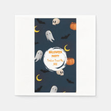 Donkerblauwe Cute Pumpkin Geest Maan Halloween