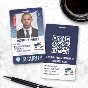 Donkerblauwe Cyber Security Schild Personeelsident Badge