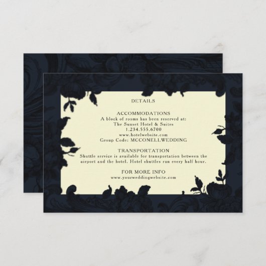 Donkerblauwe details over de bruiloft (Voorkant / Achterkant)