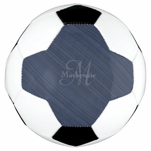 Donkerblauwe diagonale strepen Aangepaste monogram Voetbal (Voorkant)