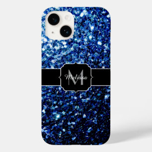 Donkerblauwe diepe glanzende nepschittering glinst Case-Mate iPhone 14 hoesje