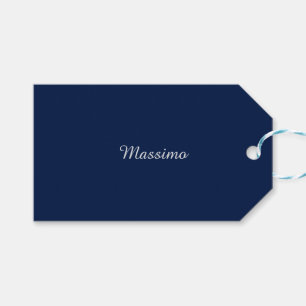 Donkerblauwe Elegante Casualle Eigen Naam Handgesc Cadeaulabel