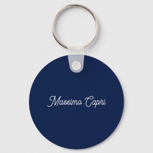 Donkerblauwe Elegante Casualle Eigen Naam Handgesc Sleutelhanger
