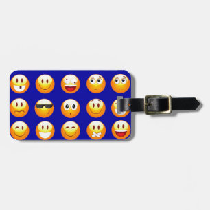 donkerblauwe emojas bagagelabel
