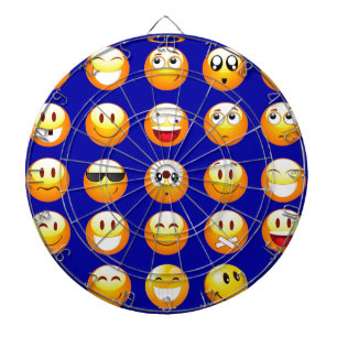 donkerblauwe emojas dartbord