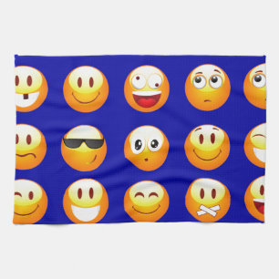donkerblauwe emojas theedoek