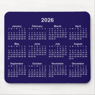 Donkerblauwe en Witte 2026 Agenda Muismat
