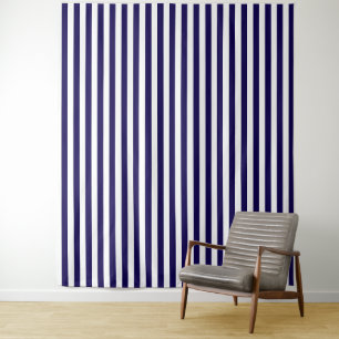 Donkerblauwe en witte gestreepte decoratieve wandt wandkleed