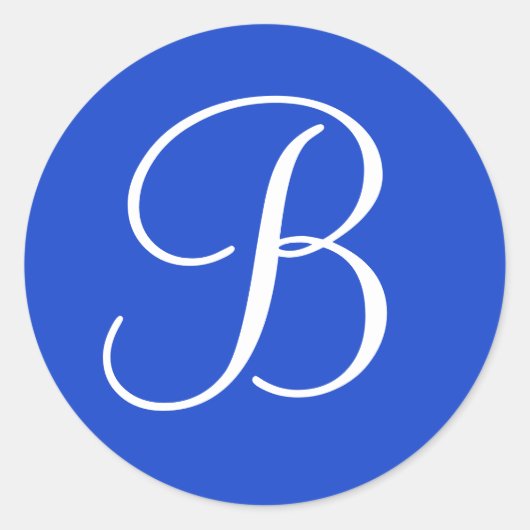 Donkerblauwe en witte monogram envelopafdichtingen ronde sticker (Voorkant)