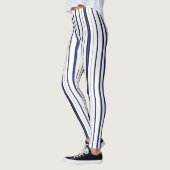 Donkerblauwe en witte strepen Leggings (Links)
