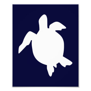 Donkerblauwe en Witte Zeeschildpad Verticaal A Foto Afdruk