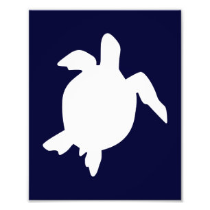 Donkerblauwe en Witte Zeeschildpad Verticaal B Foto Afdruk