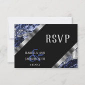 Donkerblauwe en Zilveren Marmer - RSVP (Voorkant)