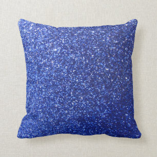 Donkerblauwe faux-glitter-afbeelding kussen