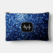 Donkerblauwe faux glitter fonkelt Monogram Etui (Voorkant)