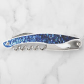 Donkerblauwe faux glitter fonkelt Monogram Kurkentrekker (Achterkant)