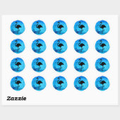 Donkerblauwe Flamingo Ronde Sticker (Vel)