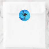Donkerblauwe Flamingo Ronde Sticker (Tas)