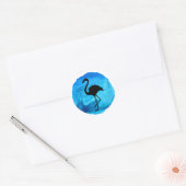 Donkerblauwe Flamingo Ronde Sticker (Envelop)