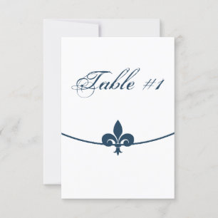 Donkerblauwe Fleur de Lis Ontvangsttafelkaart Kaart