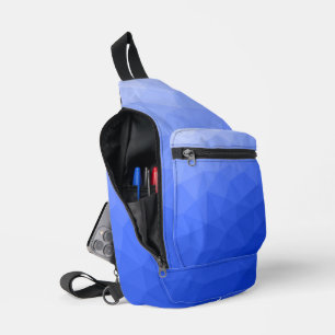 Donkerblauwe geometrische mesh gradiëntpatroon sling bag
