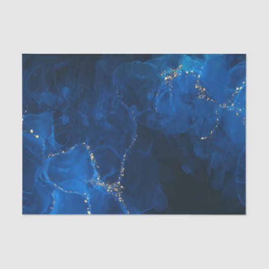 Donkerblauwe getextureerde achtergrond faux gouden tissuepapier (Voorkant)