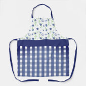 Donkerblauwe gingham en blauwe bessen schort (Voorkant)