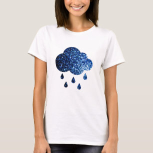 Donkerblauwe glitter vonken sprankelende regenwolk t-shirt