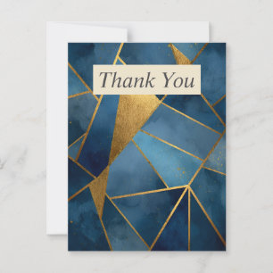 Donkerblauwe & Gouden Geometrische Dankkaart Briefkaart