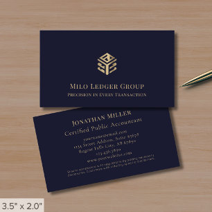 Donkerblauwe Gouden Geometrische Logo Visitekaartje