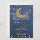 Donkerblauwe gouden We zijn over de maan Baby Show Kaart (Voorkant)