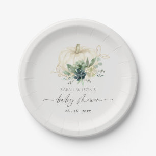 Donkerblauwe groene sappige pompoen baby shower papieren bordje