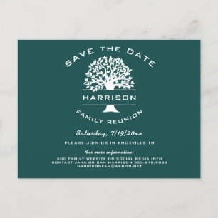 Donkerblauwe groene stamboom reünie Save the Date Aankondigingskaart