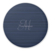 Donkerblauwe horizontale strepen Aangepaste monogr Keramische Knop (Voorkant)