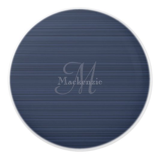 Donkerblauwe horizontale strepen Aangepaste monogr Keramische Knop (Voorkant)