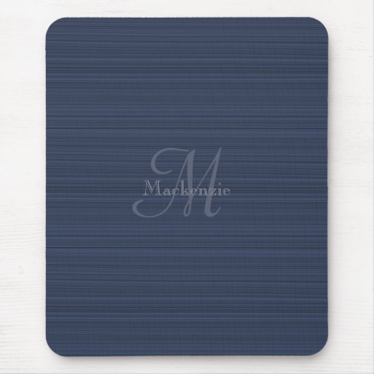 Donkerblauwe horizontale strepen Aangepaste monogr Muismat (Voorkant)