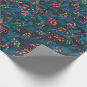 Donkerblauwe kerstgarland cadeaupapier (Hoek)